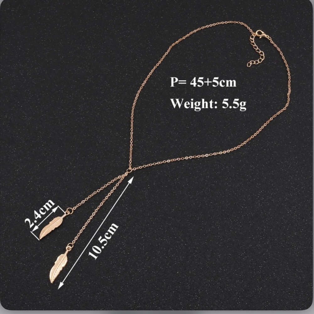 New Fashion Long Gold Color Leaves Choker Pendant Necklace - Picture 7 of 7